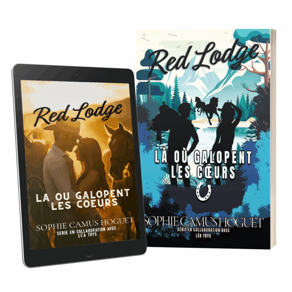 Couverture du roman slow burn "Là où galopent les cœurs" de Sophie Camus Hoguet, une romance contemporaine small town.